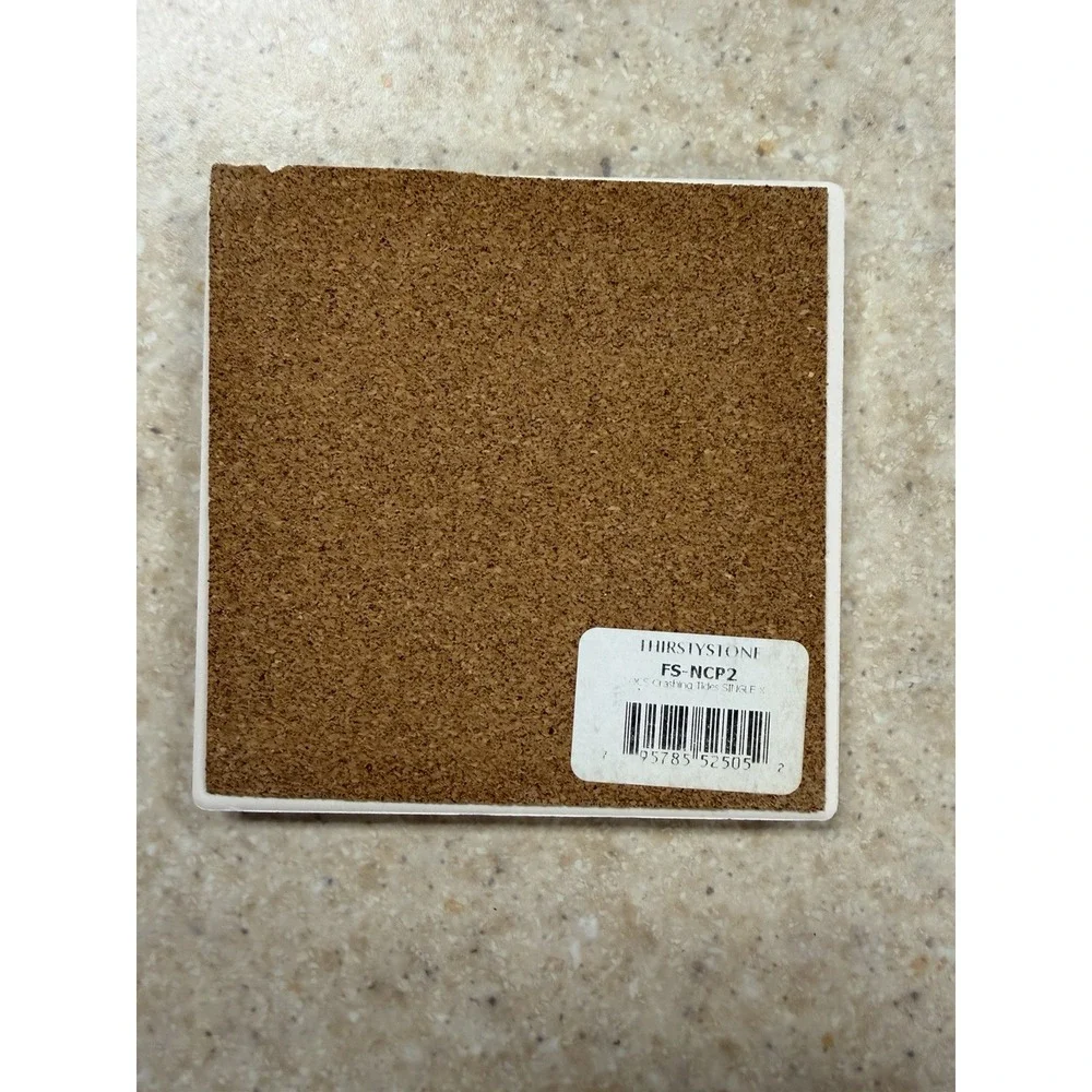Thirstystone Crashing Tides Stone Coasters Set of 4 Ocean Waves Cork Back 4